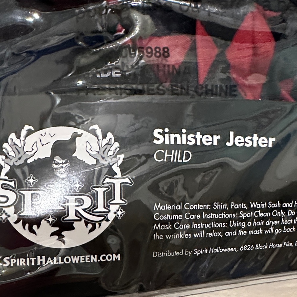 Spirit Halloween Black and Red Jester Costume Child M - Picture 6 of 6